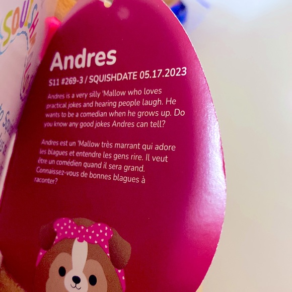 NWT Squishmallows 12” Valentines Andres the Sheltie Dog with Heart Bandana. - Picture 4 of 4